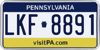 PA license plate LKF8891