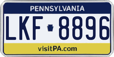 PA license plate LKF8896