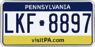 PA license plate LKF8897