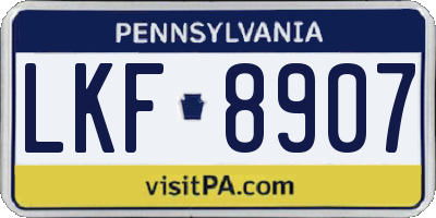 PA license plate LKF8907