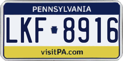 PA license plate LKF8916