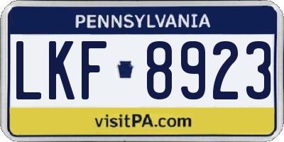 PA license plate LKF8923