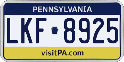 PA license plate LKF8925