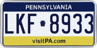 PA license plate LKF8933