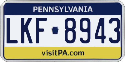 PA license plate LKF8943