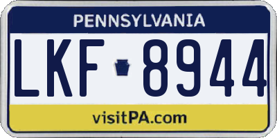 PA license plate LKF8944