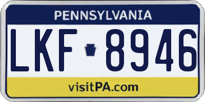 PA license plate LKF8946