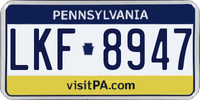 PA license plate LKF8947