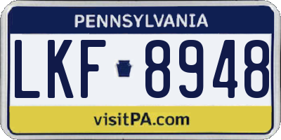 PA license plate LKF8948