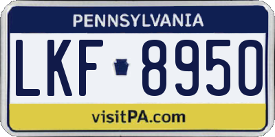 PA license plate LKF8950