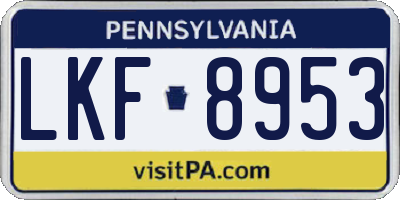 PA license plate LKF8953