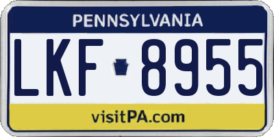 PA license plate LKF8955