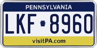 PA license plate LKF8960