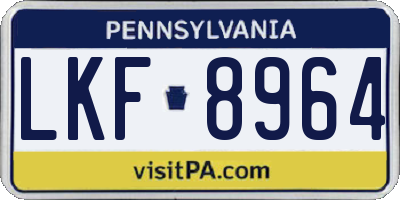 PA license plate LKF8964