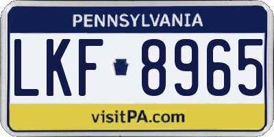 PA license plate LKF8965