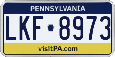 PA license plate LKF8973