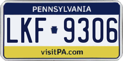 PA license plate LKF9306