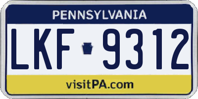 PA license plate LKF9312