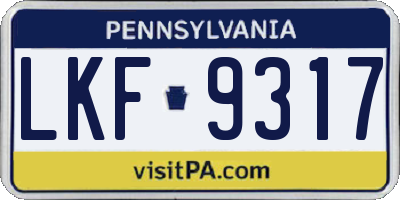 PA license plate LKF9317