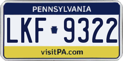 PA license plate LKF9322