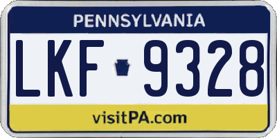PA license plate LKF9328