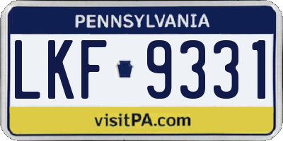 PA license plate LKF9331