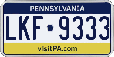PA license plate LKF9333