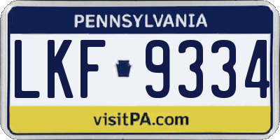 PA license plate LKF9334