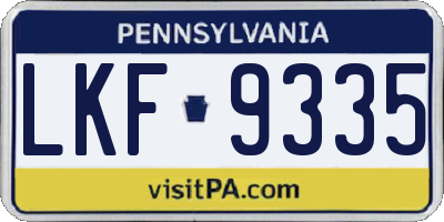 PA license plate LKF9335