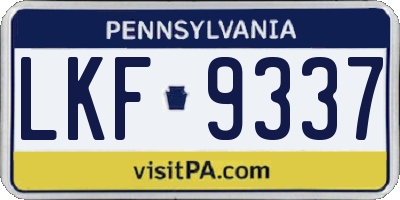 PA license plate LKF9337