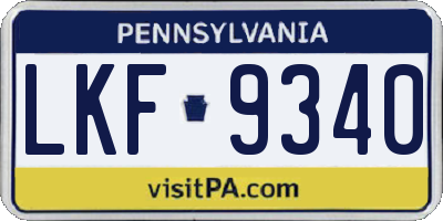 PA license plate LKF9340