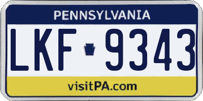 PA license plate LKF9343