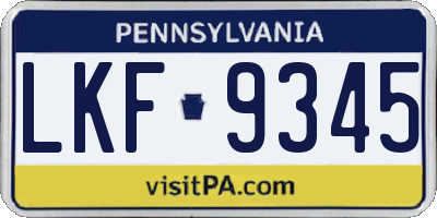 PA license plate LKF9345