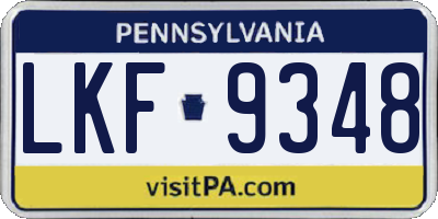 PA license plate LKF9348