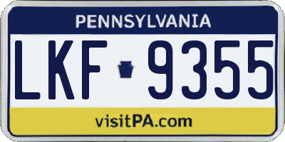 PA license plate LKF9355