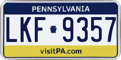 PA license plate LKF9357