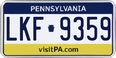 PA license plate LKF9359