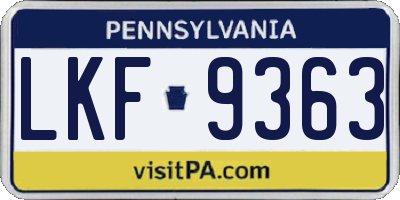 PA license plate LKF9363