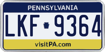 PA license plate LKF9364