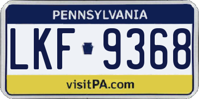 PA license plate LKF9368