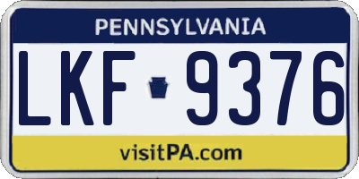 PA license plate LKF9376