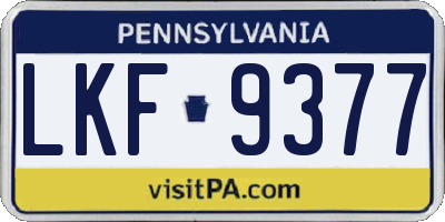 PA license plate LKF9377