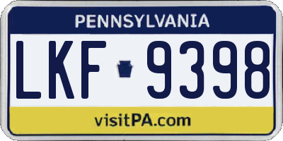 PA license plate LKF9398