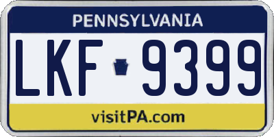 PA license plate LKF9399