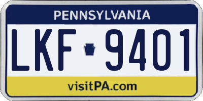 PA license plate LKF9401