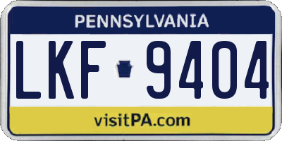 PA license plate LKF9404