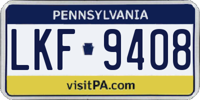 PA license plate LKF9408