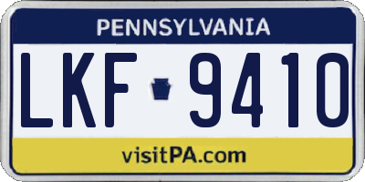 PA license plate LKF9410