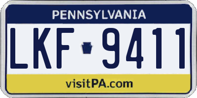 PA license plate LKF9411