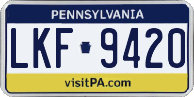 PA license plate LKF9420